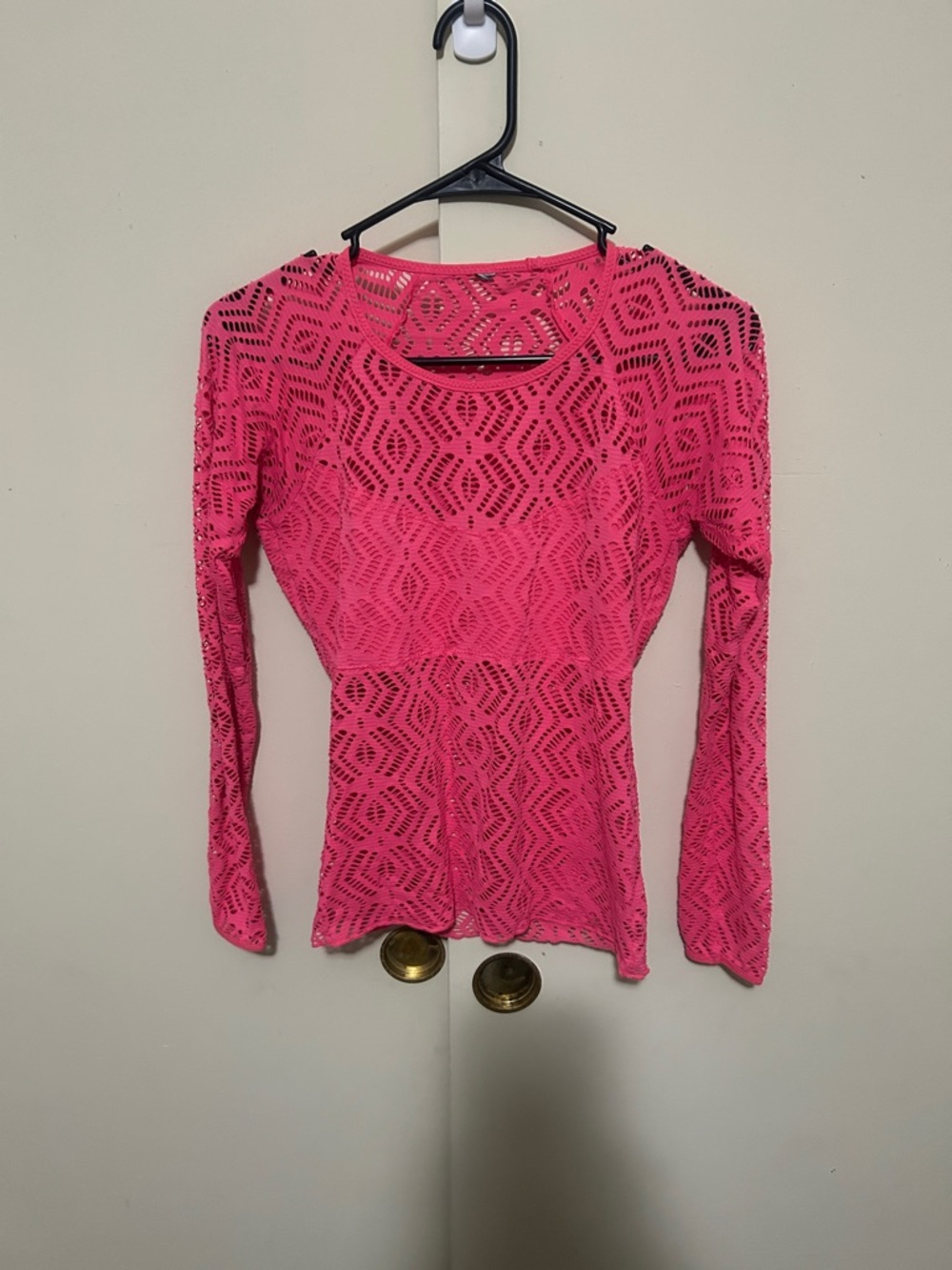 Women’s Pink Lace Long-Sleeve Camisole Top